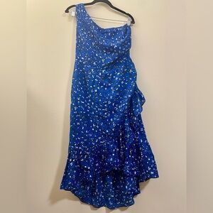 Ulla Johnson Silk Blend Floral One‎ Shoulder Hi-Lo Midi Dress - 8